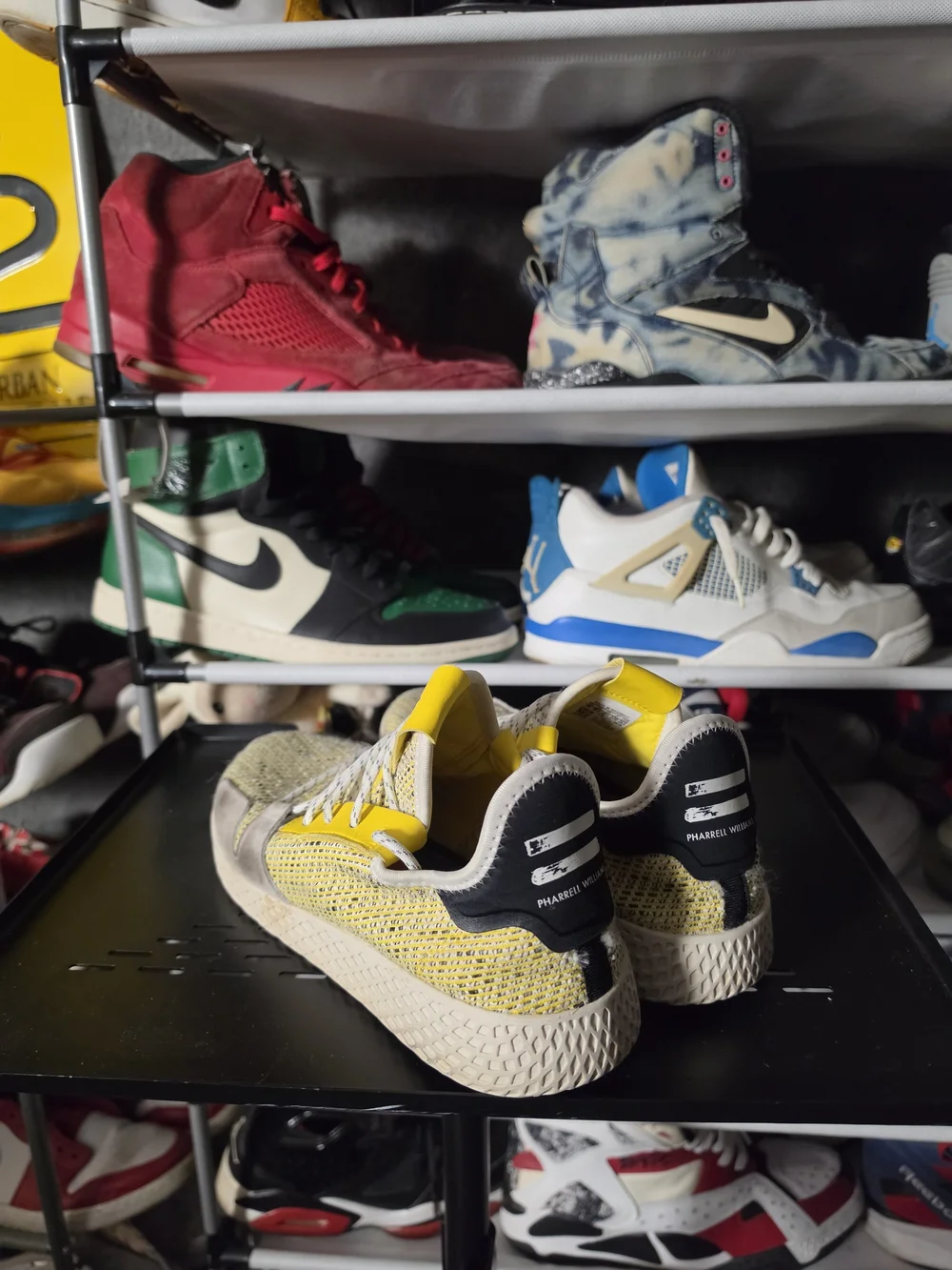 🔥 adidas Pharrell William HU V2 Yellow & Gray Knit Casual Athletic Sneakers